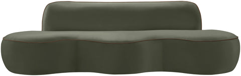 Marlow 100" Green Velvet Upholstered Sofa, 1 Piece
