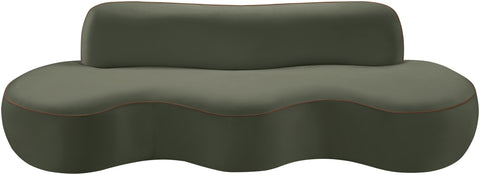 Marlow 100" Green Velvet Upholstered Sofa, 1 Piece