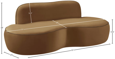 Marlow 77" Saddle Velvet Upholstered Loveseat, 1 Piece