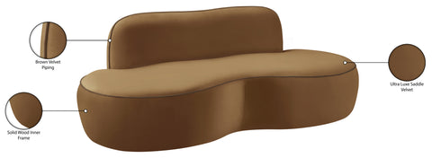 Marlow 77" Saddle Velvet Upholstered Loveseat, 1 Piece