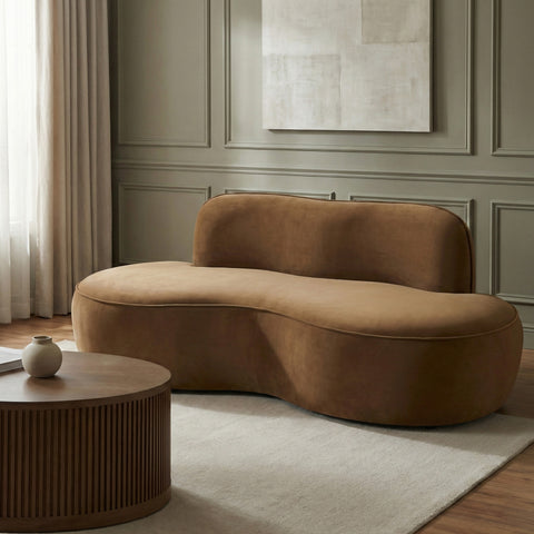 Marlow 77" Saddle Velvet Upholstered Loveseat, 1 Piece