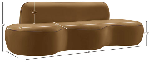 Marlow 100" Saddle Velvet Upholstered Sofa, 1 Piece