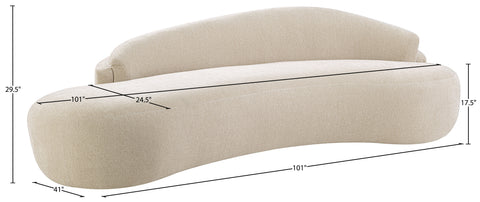 Celine 101" Beige Chenille Fabric Upholstered Sofa, 1 Piece