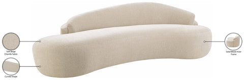Celine 101" Beige Chenille Fabric Upholstered Sofa, 1 Piece