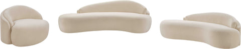 Celine 101" Beige Chenille Fabric Upholstered Sofa, 1 Piece