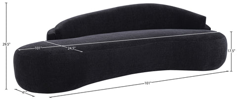 Celine 101" Black Chenille Fabric Upholstered Sofa, 1 Piece