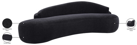 Celine 101" Black Chenille Fabric Upholstered Sofa, 1 Piece