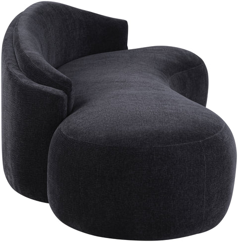 Celine 101" Black Chenille Fabric Upholstered Sofa, 1 Piece