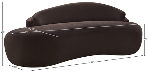 Celine 79" Brown Chenille Fabric Upholstered Loveseat, 1 Piece