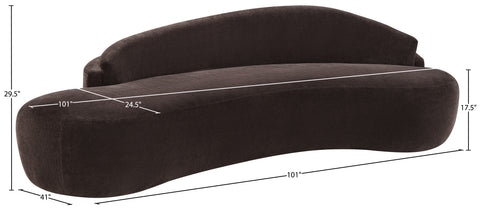 Celine 101" Brown Chenille Fabric Upholstered Sofa, 1 Piece
