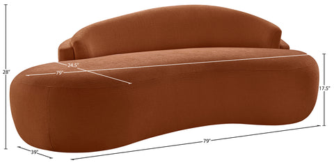Celine 79" Cognac Chenille Fabric Upholstered Loveseat, 1 Piece