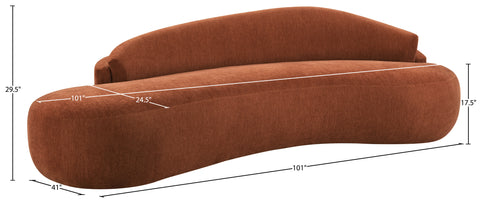 Celine 101" Cognac Chenille Fabric Upholstered Sofa, 1 Piece