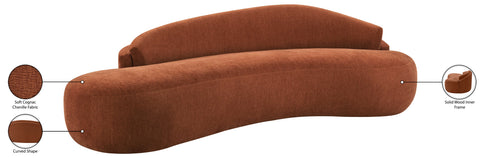 Celine 101" Cognac Chenille Fabric Upholstered Sofa, 1 Piece