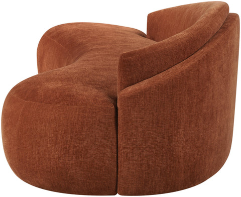 Celine 101" Cognac Chenille Fabric Upholstered Sofa, 1 Piece