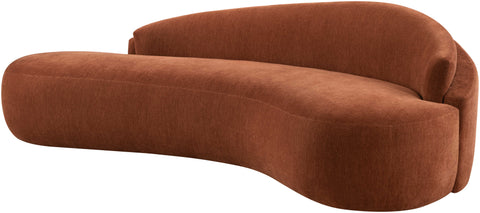 Celine 101" Cognac Chenille Fabric Upholstered Sofa, 1 Piece