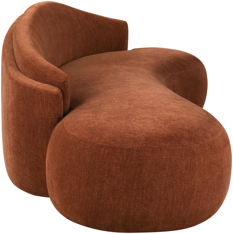 Celine 101" Cognac Chenille Fabric Upholstered Sofa, 1 Piece