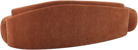 Celine 101" Cognac Chenille Fabric Upholstered Sofa, 1 Piece