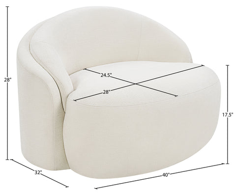 Celine Cream Chenille Fabric Upholstered Chair, 1 Piece