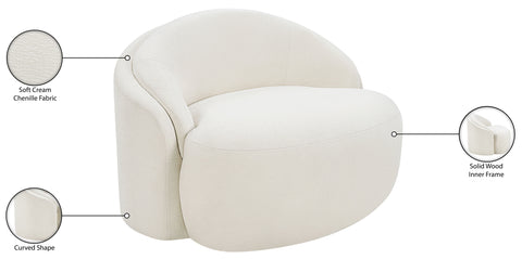 Celine Cream Chenille Fabric Upholstered Chair, 1 Piece