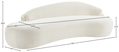 Celine 101" Cream Chenille Fabric Upholstered Sofa, 1 Piece