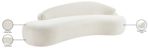 Celine 101" Cream Chenille Fabric Upholstered Sofa, 1 Piece