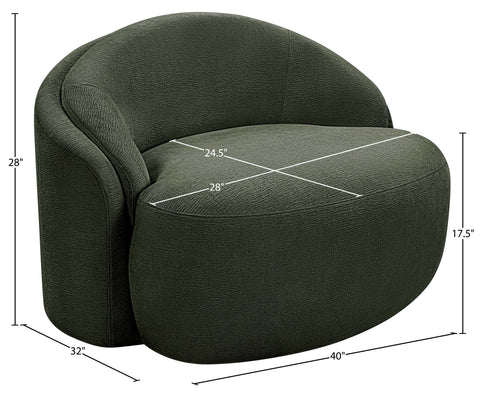 Celine Green Chenille Fabric Upholstered Chair, 1 Piece