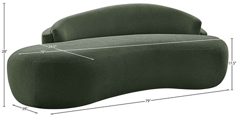 Celine 79" Green Chenille Fabric Upholstered Loveseat, 1 Piece