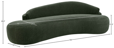 Celine 101" Green Chenille Fabric Upholstered Sofa, 1 Piece