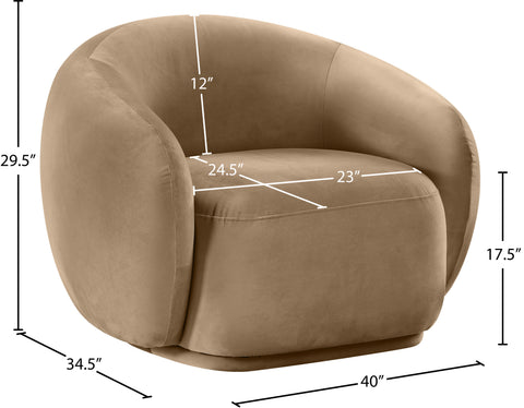 Delaney Beige Velvet Upholstered Chair, 1 Piece