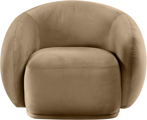 Delaney Beige Velvet Upholstered Chair, 1 Piece