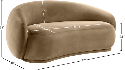 Delaney 77" Beige Velvet Upholstered Loveseat, 1 Piece