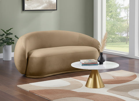 Delaney 77" Beige Velvet Upholstered Loveseat, 1 Piece
