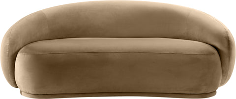 Delaney 77" Beige Velvet Upholstered Loveseat, 1 Piece
