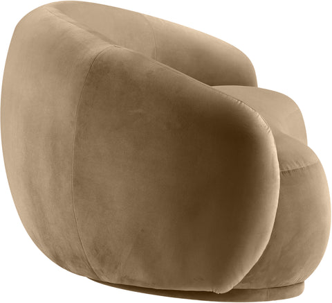 Delaney 77" Beige Velvet Upholstered Loveseat, 1 Piece