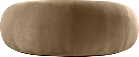 Delaney 77" Beige Velvet Upholstered Loveseat, 1 Piece
