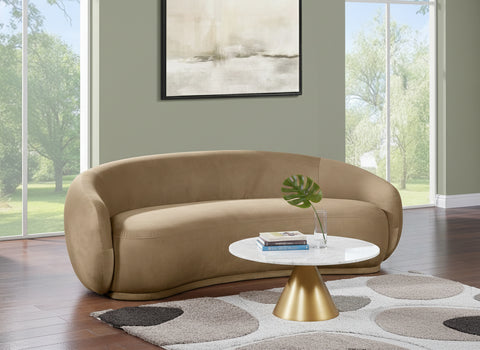 Delaney 93" Beige Velvet Upholstered Sofa, 1 Piece