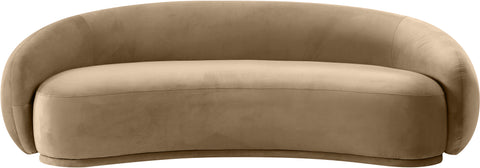 Delaney 93" Beige Velvet Upholstered Sofa, 1 Piece