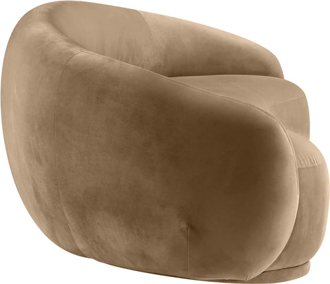 Delaney 93" Beige Velvet Upholstered Sofa, 1 Piece