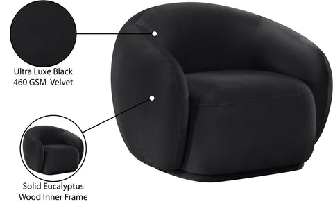 Delaney Black Velvet Upholstered Chair, 1 Piece