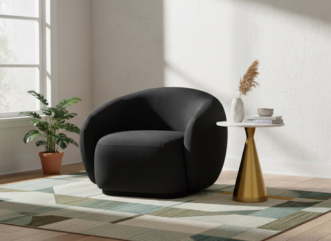 Delaney Black Velvet Upholstered Chair, 1 Piece