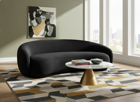 Delaney 93" Black Velvet Upholstered Sofa, 1 Piece