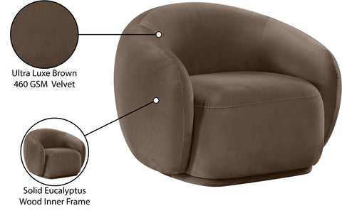 Delaney Brown Velvet Upholstered Chair, 1 Piece