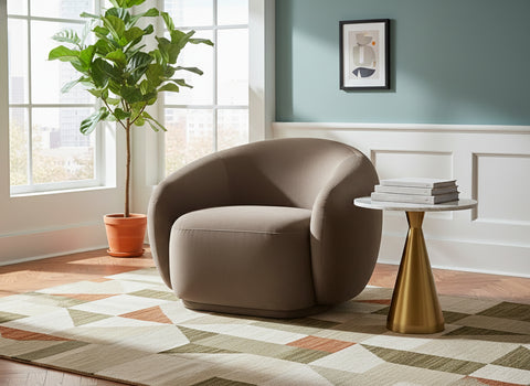 Delaney Brown Velvet Upholstered Chair, 1 Piece