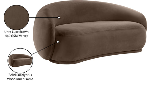 Delaney 77" Brown Velvet Upholstered Loveseat, 1 Piece