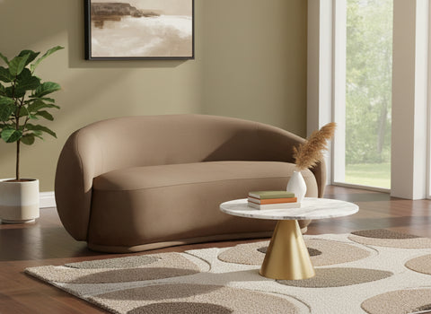 Delaney 77" Brown Velvet Upholstered Loveseat, 1 Piece