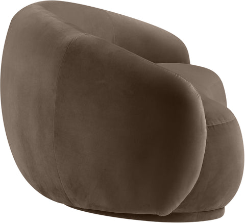 Delaney 77" Brown Velvet Upholstered Loveseat, 1 Piece