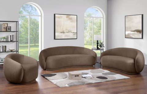 Delaney 77" Brown Velvet Upholstered Loveseat, 1 Piece