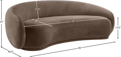 Delaney 93" Brown Velvet Upholstered Sofa, 1 Piece