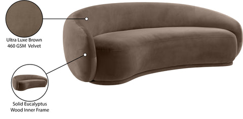 Delaney 93" Brown Velvet Upholstered Sofa, 1 Piece