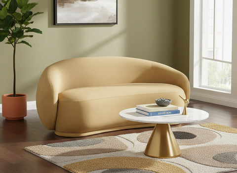 Delaney 77" Camel Velvet Upholstered Loveseat, 1 Piece